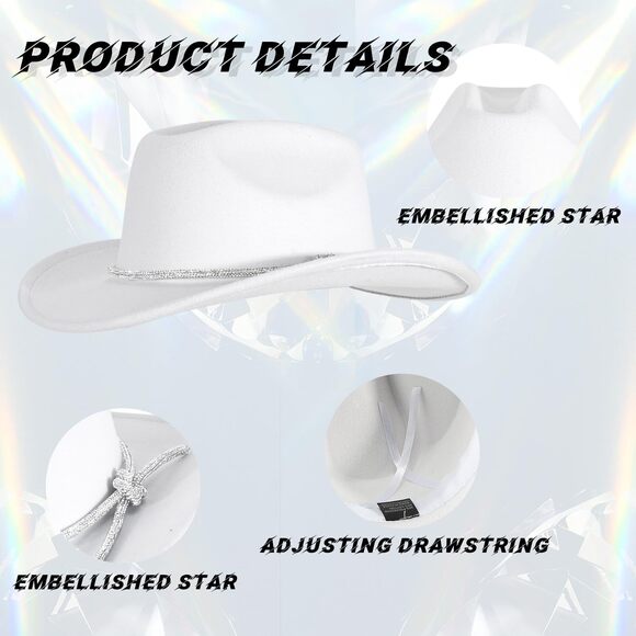 3825 Womens Rhinestone Cowboy Hat Wide Brim Diamond-glitter-western-cowgirl main image 5